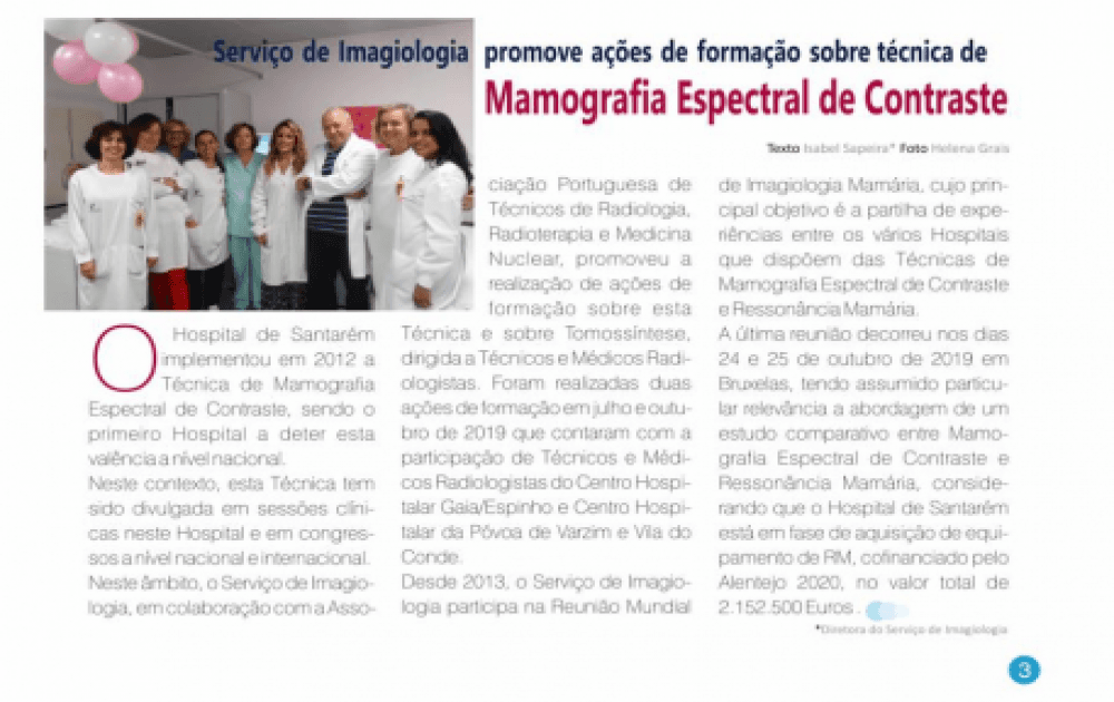 Formação em Mamografia Espectral de Contraste com o apoio da ATARP